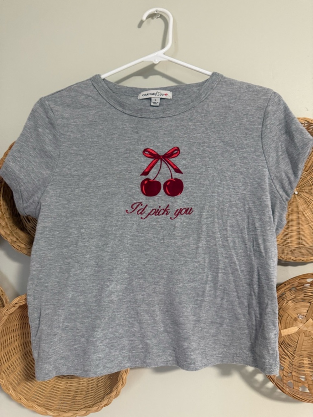 Gray' Cherry Graphic Tee - I'd Pick You